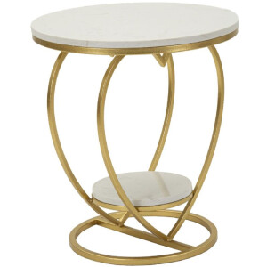 Mauro Ferretti Table dappoint en forme de cœur doré et blanc