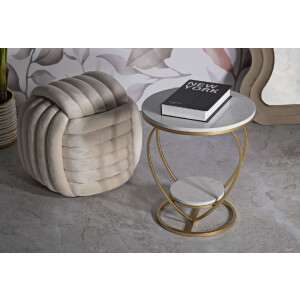 Mauro Ferretti Table dappoint en forme de cœur doré et blanc