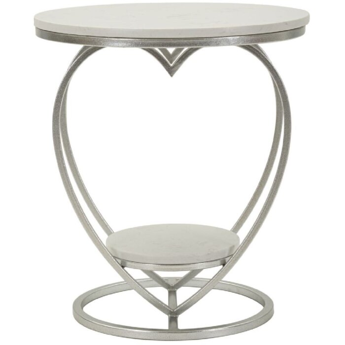 Mauro Ferretti Table dappoint cœur Ø 40x45,5 cm argent blanc