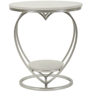 Mauro Ferretti Table dappoint cœur Ø 40x45,5 cm argent blanc