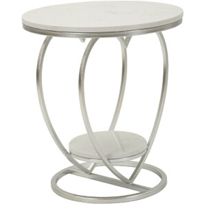 Mauro Ferretti Table dappoint cœur Ø 40x45,5 cm argent blanc