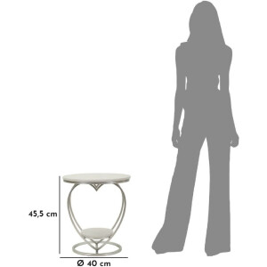 Mauro Ferretti Table dappoint cœur Ø 40x45,5 cm argent blanc