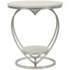 Mauro Ferretti Table dappoint cœur Ø 40x45,5 cm argent blanc