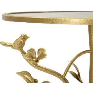 Mauro Ferretti Table dappoint Oiseaux Ø38x60cm doré verre fer