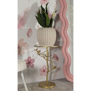Mauro Ferretti Table dappoint Oiseaux Ø38x60cm doré verre fer