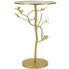 Mauro Ferretti Table dappoint Oiseaux Ø38x60cm doré verre fer
