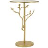 Mauro Ferretti Table dappoint Oiseaux Ø38x60cm doré verre fer