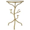 Mauro Ferretti Table dappoint Oiseaux Marbre Ø 38x60 cm doré blanc