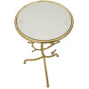 Mauro Ferretti Table dappoint Oiseaux Marbre Ø 38x60 cm doré blanc