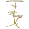 Mauro Ferretti Table dappoint Feuille avec 3 plateaux Ø 54x69,5 cm doré