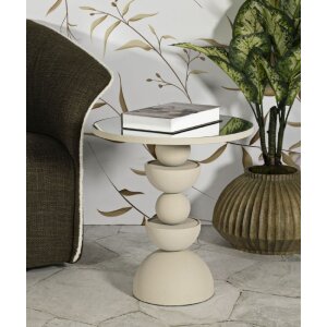Mauro Ferretti Table dappoint Düne avec plateau miroir 45x49,5 cm crème