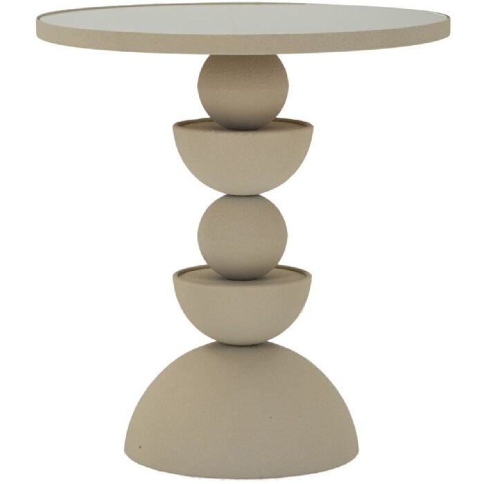 Mauro Ferretti Table dappoint Düne avec plateau miroir Ø 40,5x42 cm crème