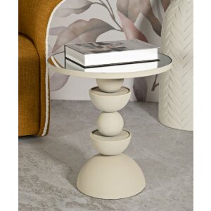 Mauro Ferretti Table dappoint Düne avec plateau miroir Ø 40,5x42 cm crème