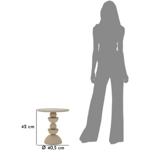 Mauro Ferretti Table dappoint Düne avec plateau miroir Ø 40,5x42 cm crème