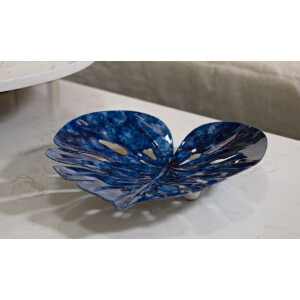 Mauro Ferretti Bol Décoratif Goutte 27x23x5 cm bleu fer forme feuille