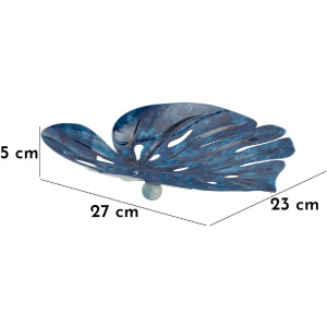 Mauro Ferretti Bol Décoratif Goutte 27x23x5 cm bleu fer forme feuille