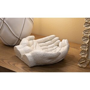 Mauro Ferretti Vase décoratif Mains en pierre 22,7x20x7,3 cm crème