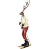 Clayre & Eef Figurine décorative cerf en métal marron rouge vert 65 cm