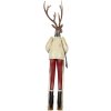 Clayre & Eef Figurine décorative cerf en métal marron rouge vert 65 cm