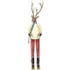 Clayre & Eef Figurine décorative cerf en métal marron rouge vert 65 cm