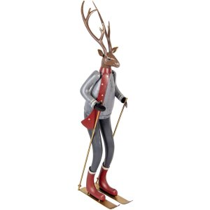 Clayre & Eef Figurine décorative cerf sur skis...