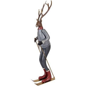 Clayre & Eef Figurine décorative cerf sur skis...