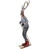 Clayre & Eef Figurine décorative cerf sur skis gris brun rouge 65 cm