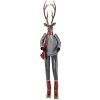 Clayre & Eef Figurine décorative cerf sur skis gris brun rouge 65 cm
