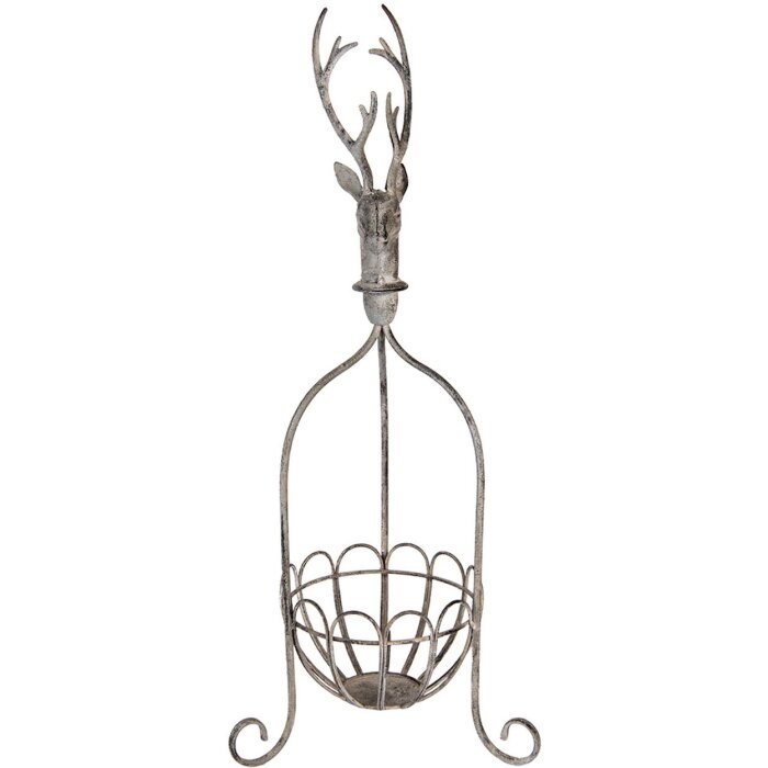 Clayre & Eef 5Y1320 Panier décoratif tête de cerf gris vintage 28x28x68 cm