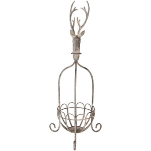 Clayre & Eef 5Y1320 Panier décoratif tête de cerf gris vintage 28x28x68 cm