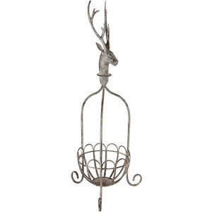 Clayre & Eef 5Y1320 Panier décoratif tête de cerf gris vintage 28x28x68 cm