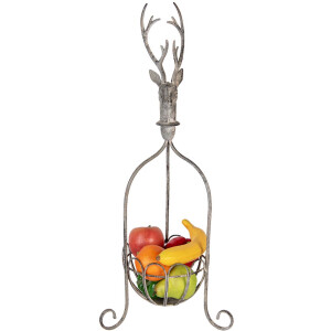 Clayre & Eef 5Y1320 Panier décoratif tête de cerf gris vintage 28x28x68 cm
