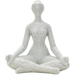 Figurine Yoga Donnina Argent Polyresin Blanche et...