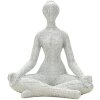 Figurine Yoga Donnina Argent Polyresin Blanche et Argentée 20,5x15,5x23 cm