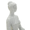 Figurine Yoga Donnina Argent Polyresin Blanche et Argentée 20,5x15,5x23 cm