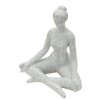 Figurine Yoga Donnina Argent Polyresin Blanche et Argentée 20,5x15,5x23 cm