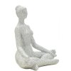 Figurine Yoga Donnina Argent Polyresin Blanche et Argentée 20,5x15,5x23 cm