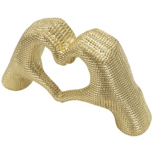 Sculpture Mains Amoureuses Dorée Polyresin 25x7.5x13.5cm Forme Cœur