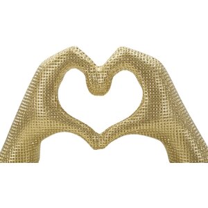 Sculpture Mains Amoureuses Dorée Polyresin 25x7.5x13.5cm Forme Cœur