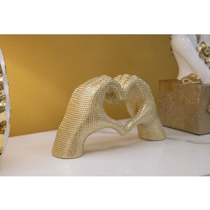Sculpture Mains Amoureuses Dorée Polyresin 25x7.5x13.5cm Forme Cœur
