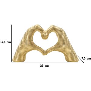 Sculpture Mains Amoureuses Dorée Polyresin 25x7.5x13.5cm Forme Cœur