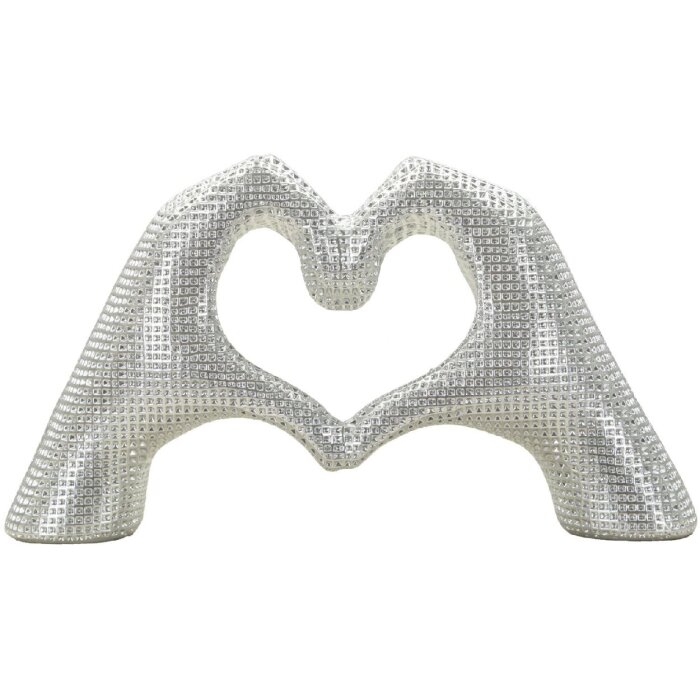 Sculpture Lover Silver Polyresin argent 25x7.5x13.5 cm Mains en forme de cœur