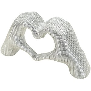 Sculpture Lover Silver Polyresin argent 25x7.5x13.5 cm Mains en forme de cœur