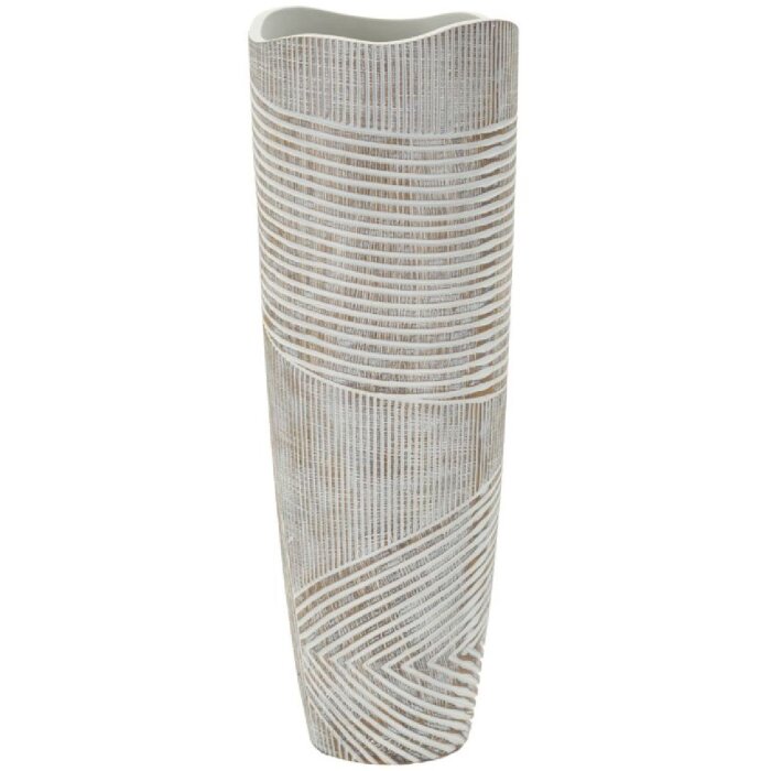 Mauro Ferretti Vase Bois Ø 19x55 cm blanc lin