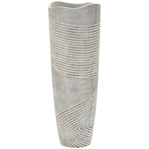Mauro Ferretti Vase Bois Ø 19x55 cm blanc lin
