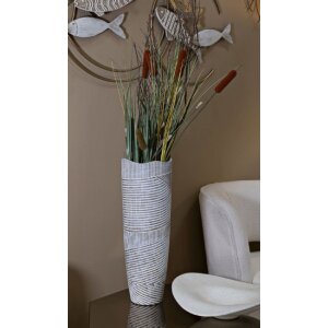 Mauro Ferretti Vase Bois Ø 19x55 cm blanc lin