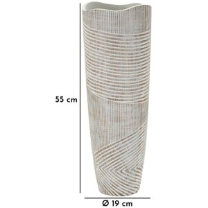 Mauro Ferretti Vase Bois Ø 19x55 cm blanc lin