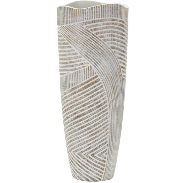 Mauro Ferretti Vase Bois Ø 18x45 cm blanc patiné