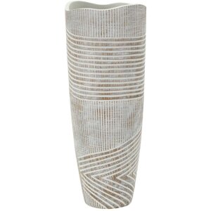 Mauro Ferretti Vase Bois Ø 18x45 cm blanc patiné