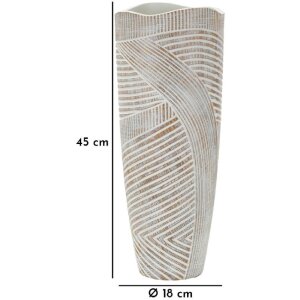 Mauro Ferretti Vase Bois Ø 18x45 cm blanc patiné